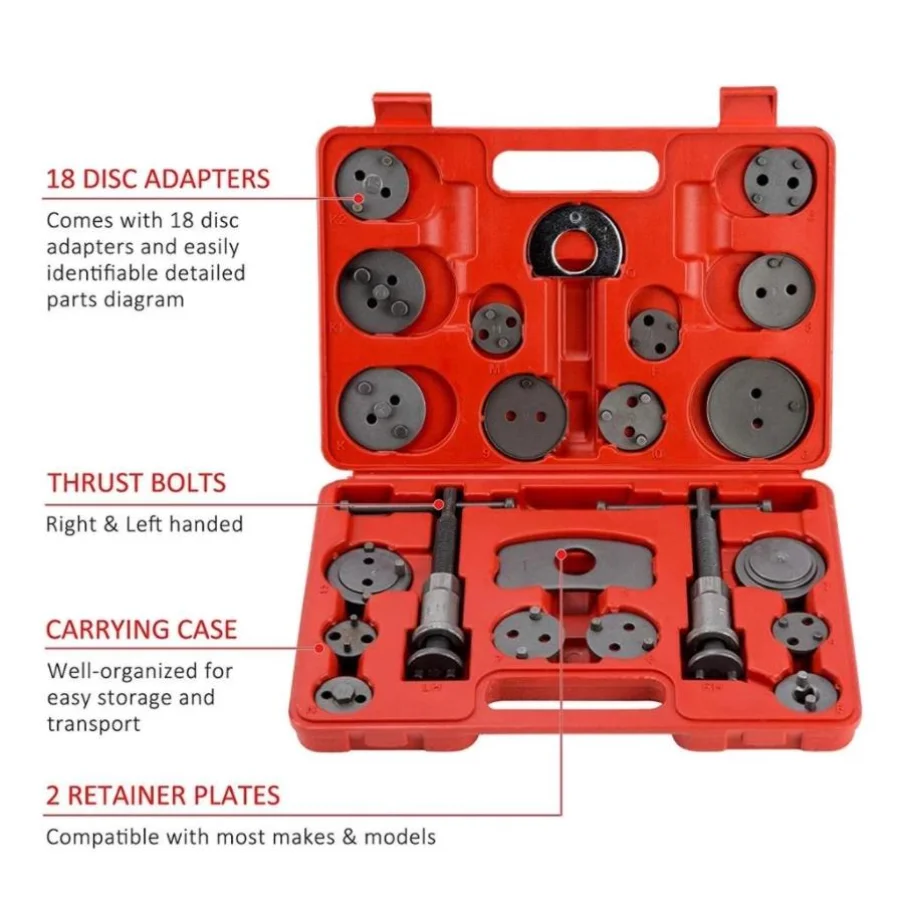 

Universal Auto Disc Brake Pad Caliper Regulator Rewind Wind Back Kit Brake Pump Piston Adjustment Car Repair Tools NEW 22PCs/Set