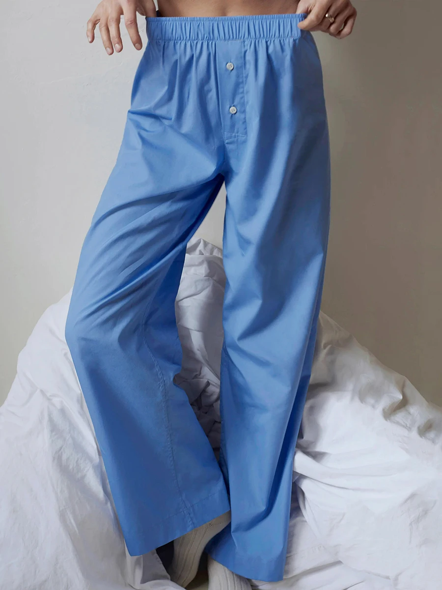 

Женские длинные брюки в полоску Y2k с высокой эластичной талией, повседневные свободные пижамные штаны с широкими штанинами и карманами