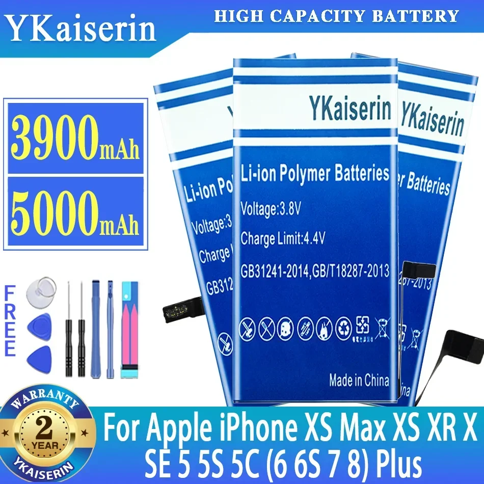 

Аккумулятор ykaisсеребрин для Apple iPhone XS Max XS XR X SE 5 5S 5C (6 6S 7 8) Plus 6Plus 6splus 7plus 8plus XSMax, аккумулятор для отслеживания