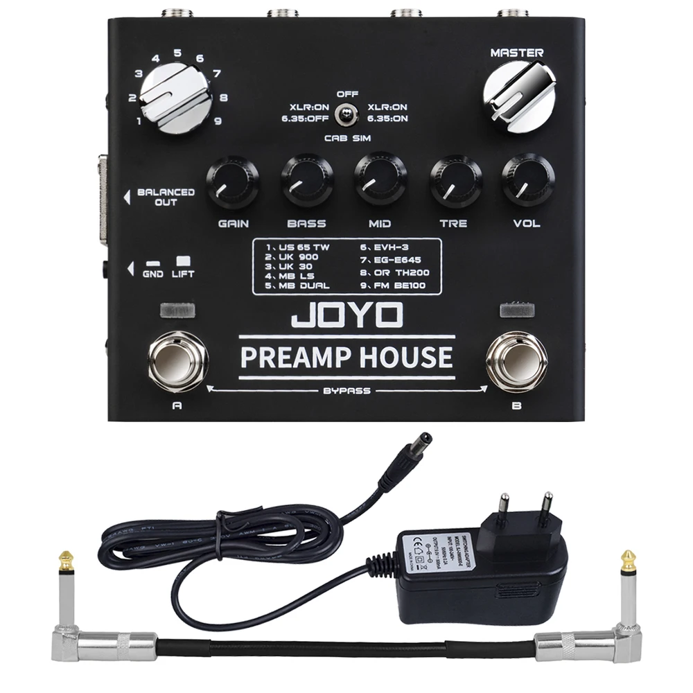 

JOYO Electric Guitar Effect Pedal R-15 PREAMP HOUSE Pedal Dual Channel Cabinet Simulator Pedal Built-in 9 Amps' Preamps 18 Tones