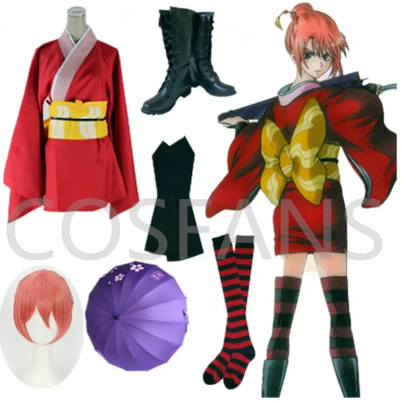 HOT! Anime Gintama Kagura Cosplay Costume silver soul Kagura red dress wigs Japan traditional kimono Halloween Cosplay Dress
HOT! Anime Gintama Kagura Cosplay Costume silver soul Kagura red dress wigs Japan traditional kimono Halloween Cosplay Dress