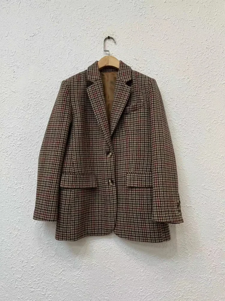 Women Houndstooth Blazer Single Breasted Back Slit 2024 Spring New Office Lady Wool Suit Coat
Women Houndstooth Blazer Single Breasted Back Slit 2024 Spring New Office Lady Wool Suit Coat