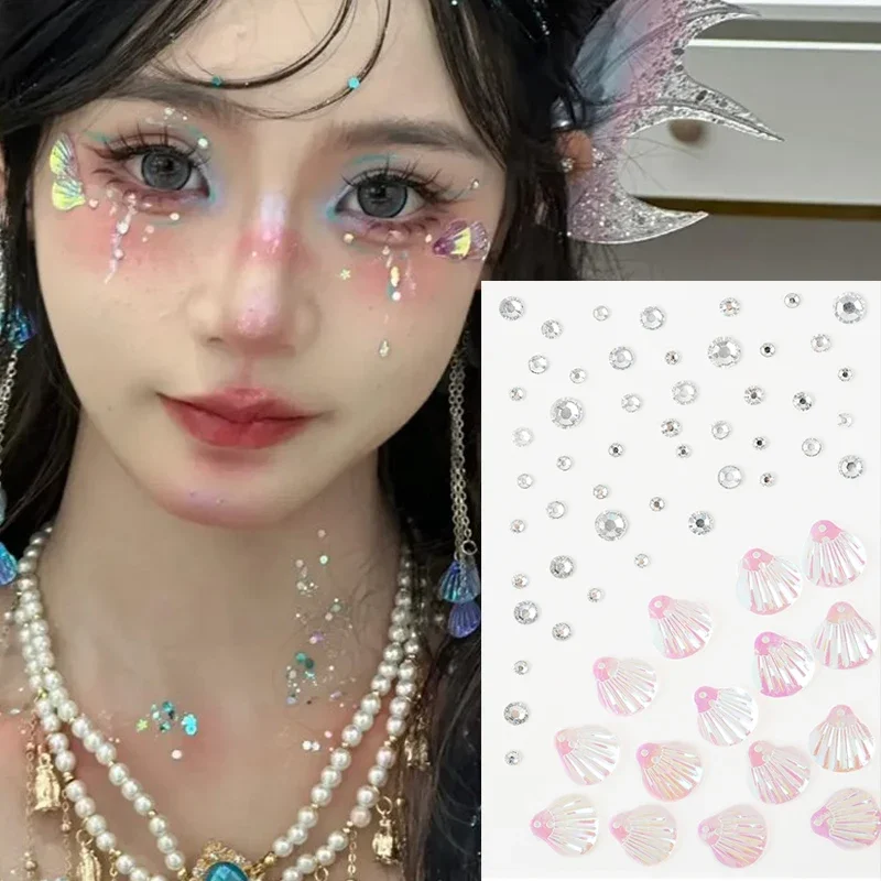 

3D Disposable Tattoo Stickers Face Jewelry Crystal Mermaid Diamond DIY Eyes Body Waterproof Makeup Decorations Rhinestones