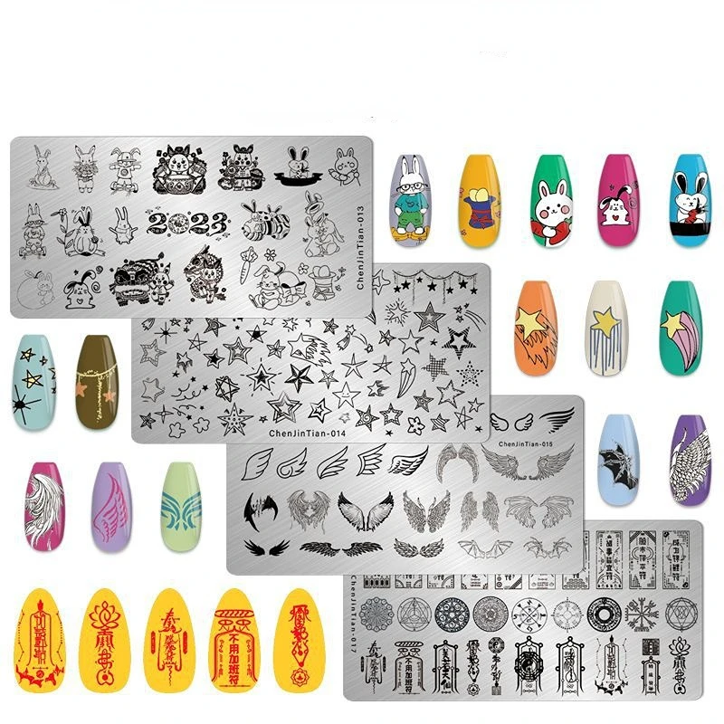 

Nail Art Templates 12*6cm Stamping Plate Design Flower Animal Rabbit New Year Nail Art Stamp Printing Stencil Stainless Steel