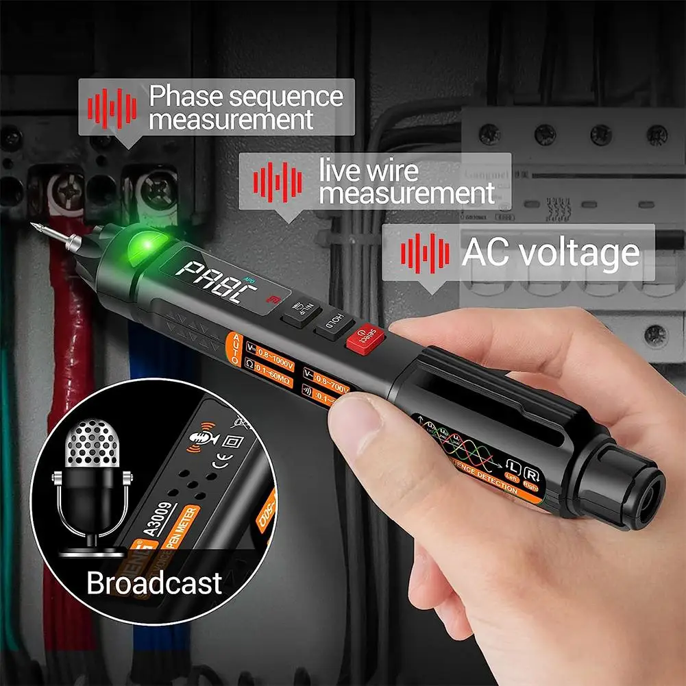 Pen Type Digital Multimeter Voice Broadcast AC/DC Voltage Tester 6000 Counts Smart Professional Current Meter with Flashlight
Pen Type Digital Multimeter Voice Broadcast AC/DC Voltage Tester 6000 Counts Smart Professional Current Meter with Flashlight