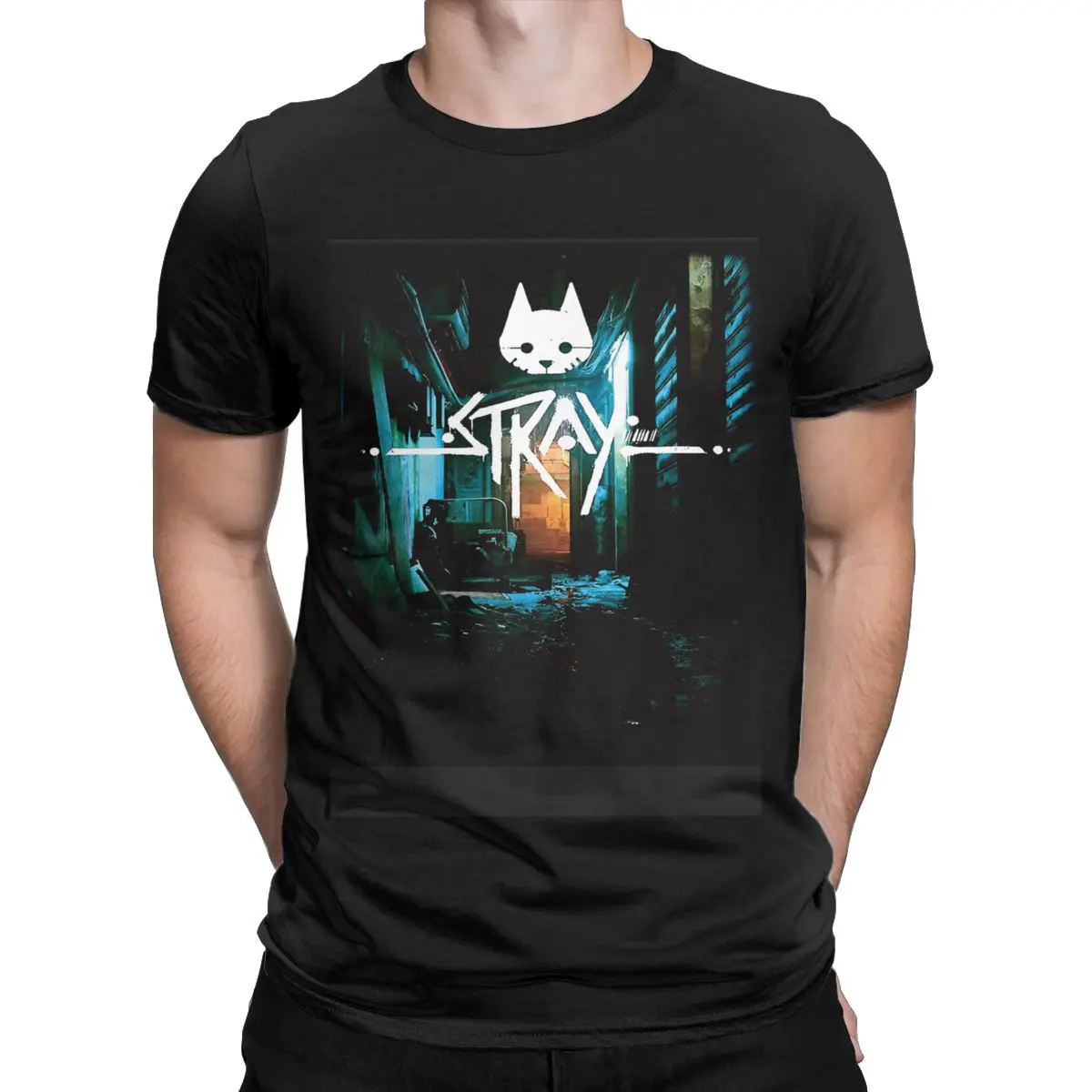 

Men's T-Shirts Cat Stray Game Classic T Shirt Novelty Cotton Tee Shirt Short Sleeve T Shirts Crewneck Clothing Plus Size