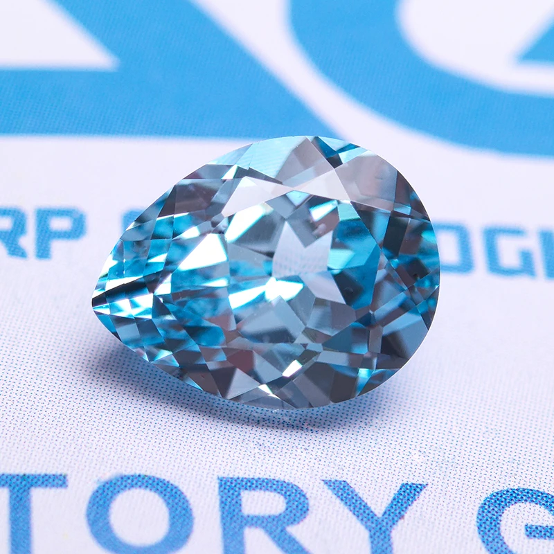 

Lab Grown Pear Cut Aquamarine Gemstone VVS1 Gemstone for Handmade Diy Jewelry Charms Make Selectable AGL Certificate