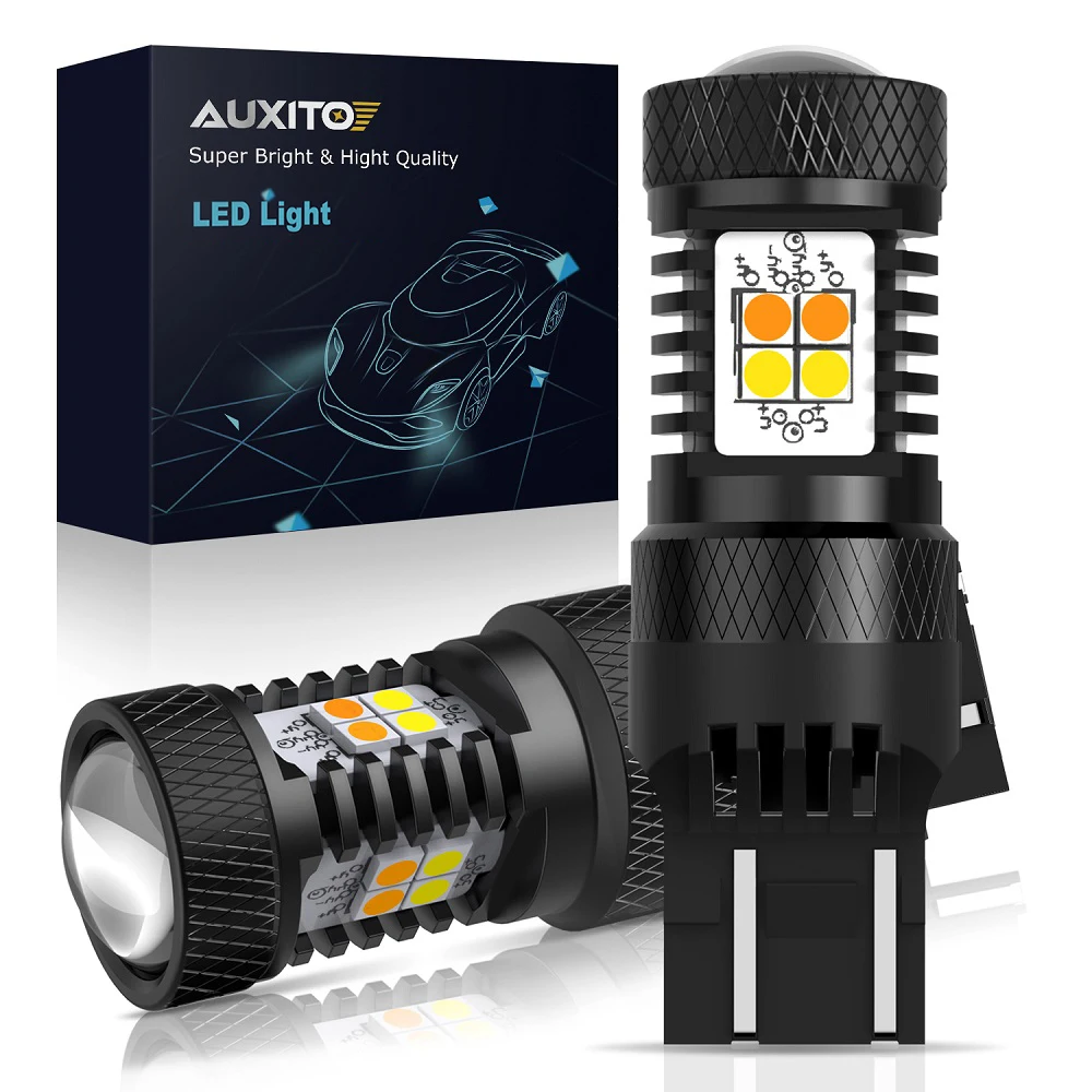 

AUXITO White Amber Switching T20 7443 W21/5W W21W LED Bulb T25 3157 3156 P27/7W Car Turn Signal DRL Daytime Running Light 12V