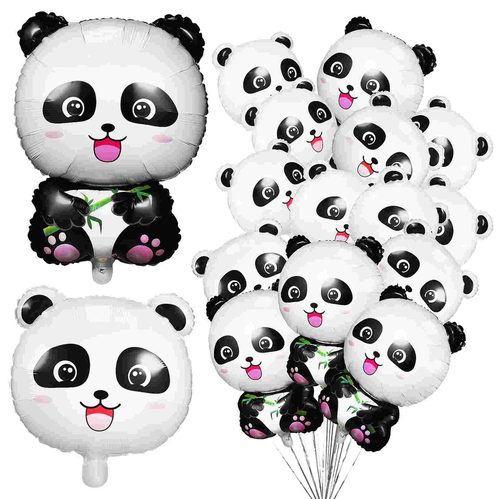 

15Pcs Panda Balloons Cartoon Panda Shaped Aluminium Foil Balloons for Animals Theme Birthday Party Decors