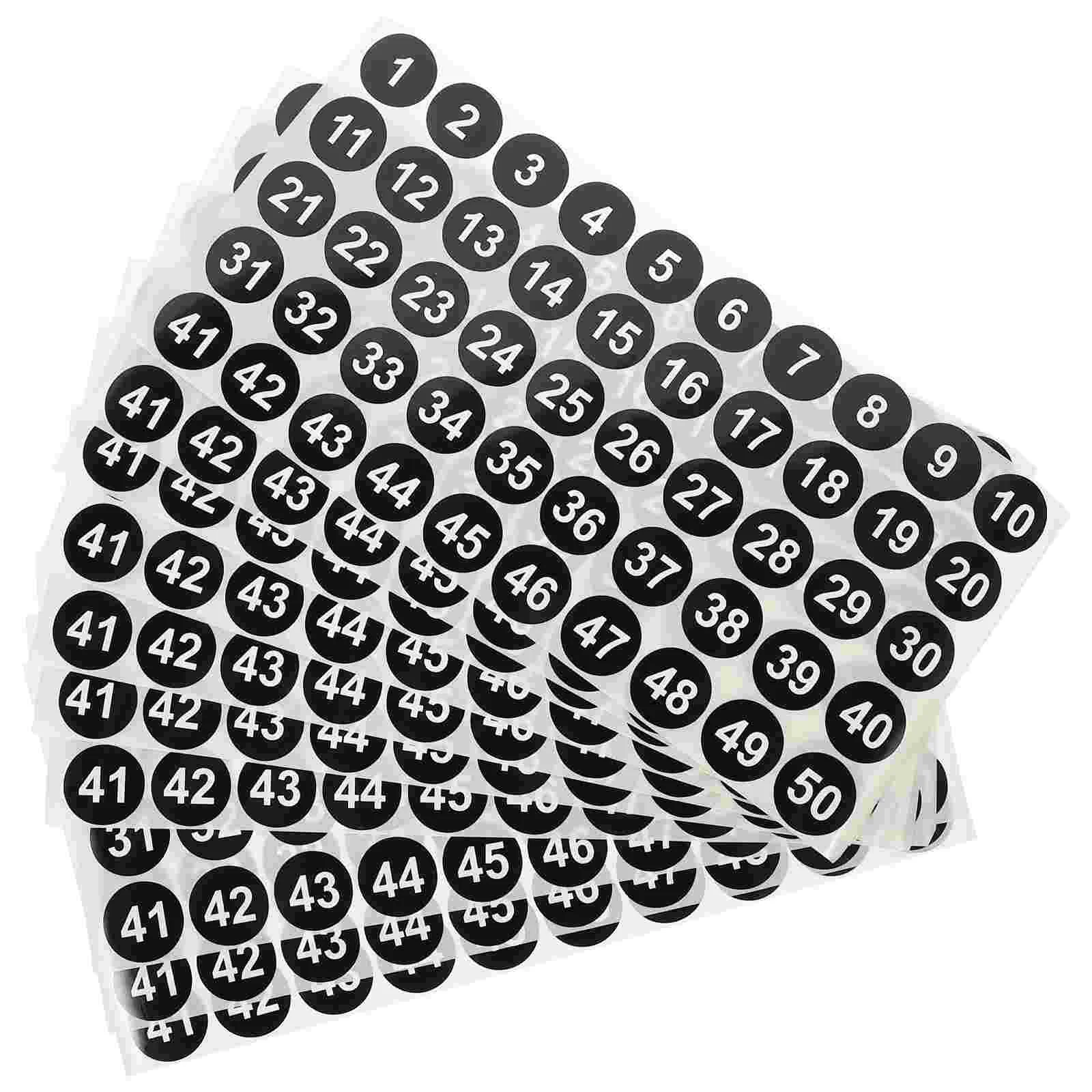 

10 Sheets Number Sticker Adhesive Digital Stickers Stickers Decals Sign Translucent Film 1-50 Classification Office