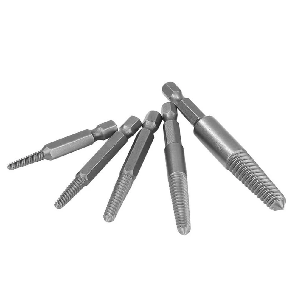 

5Pcs Hex Screw Extractors Center Drill Bits Broken Damaged Screw Extractor Drill Bit Guide Set Broken Bolt Remover Power Tools