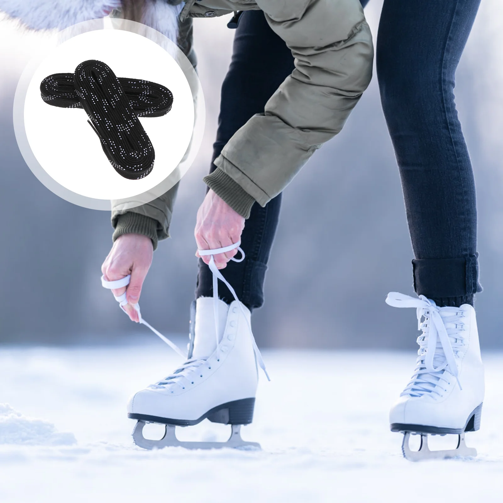 

Professional Ice Hockey Skate Laces Waxed Black Running Shoes For Men Anti-Freezing Anti-Fracture Shoe Laces for Sports Skiing