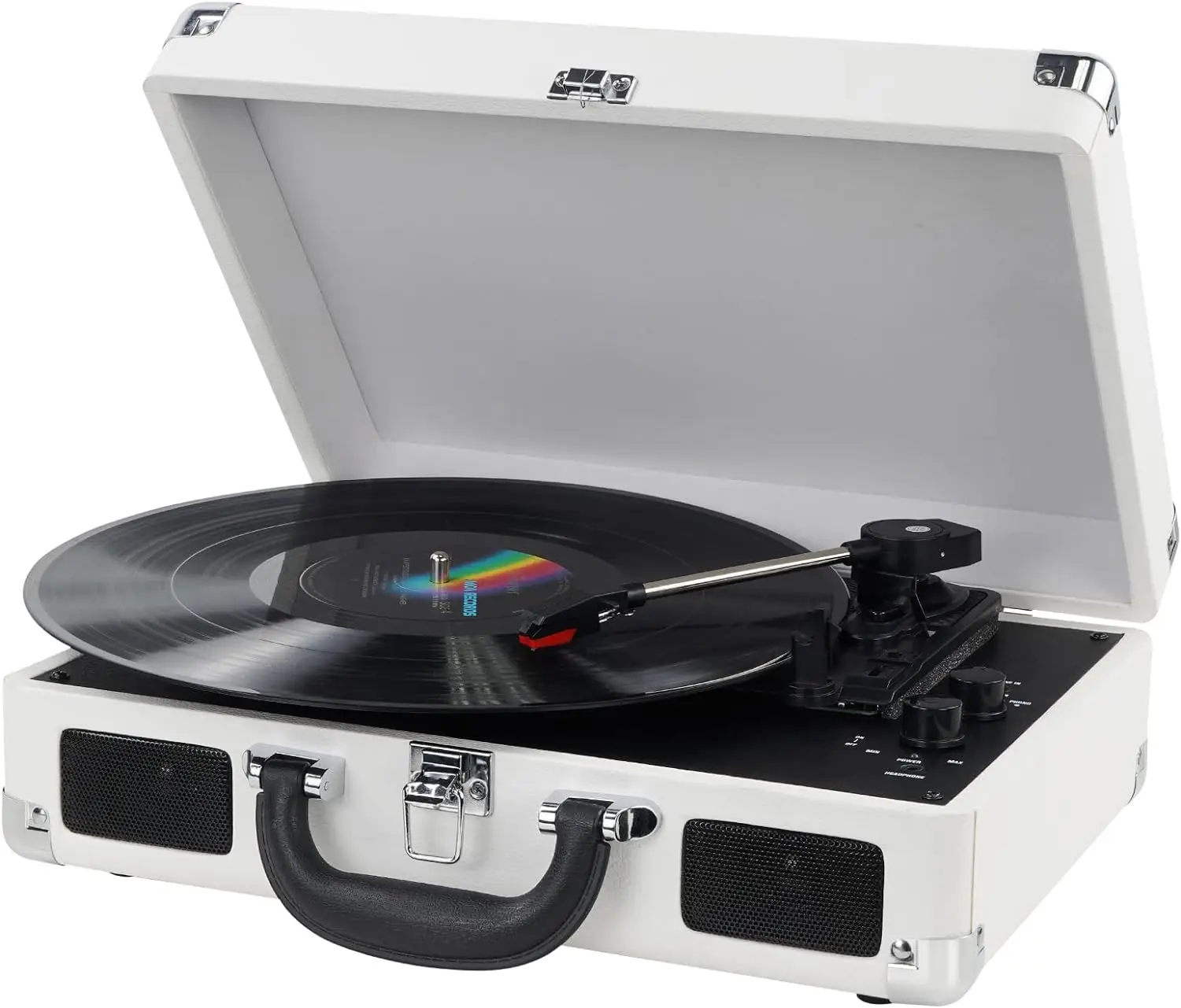 

Vinyl Record Wireless Turntable Bluetooth 3-Speed Portable Vintage Suitcase with -in Speakers, Includes Extra Stylus, Out, AUX