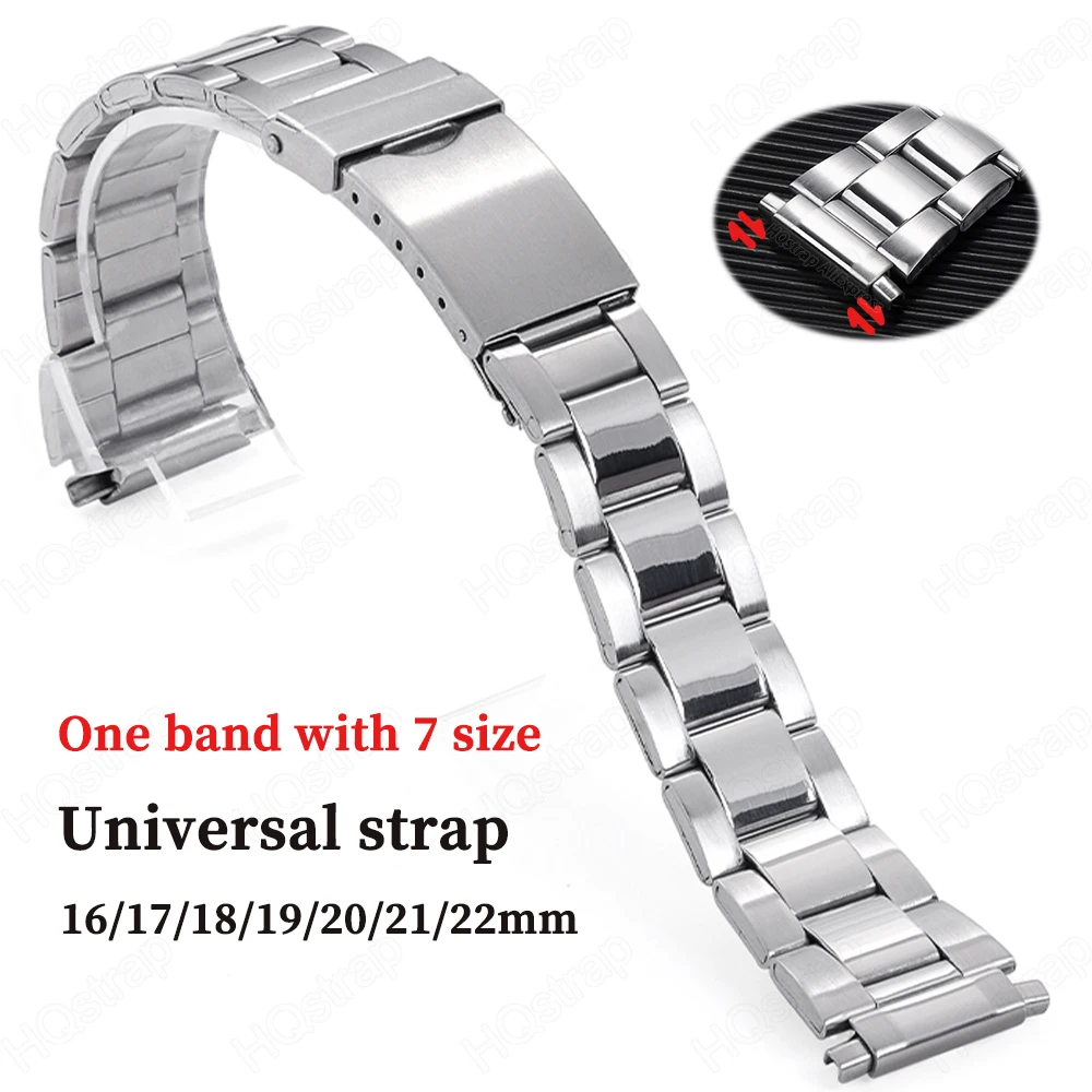 

Small Steel Strap for Watch Band 16mm 17mm 18mm 19mm 20mm 21mm 22mm Wrist Watch for Woman Men Wristband HQstrap Metal Watchband