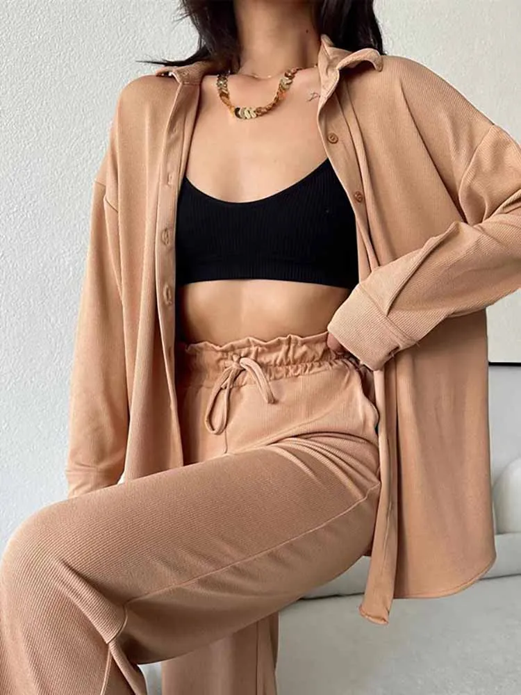 Women Loose Casual Long Sleeve Shirt Set 2023 Summer Solid Color Trousers Set Women Solid Color Casual Trousers 2Piece Set
Women Loose Casual Long Sleeve Shirt Set 2023 Summer Solid Color Trousers Set Women Solid Color Casual Trousers 2Piece Set