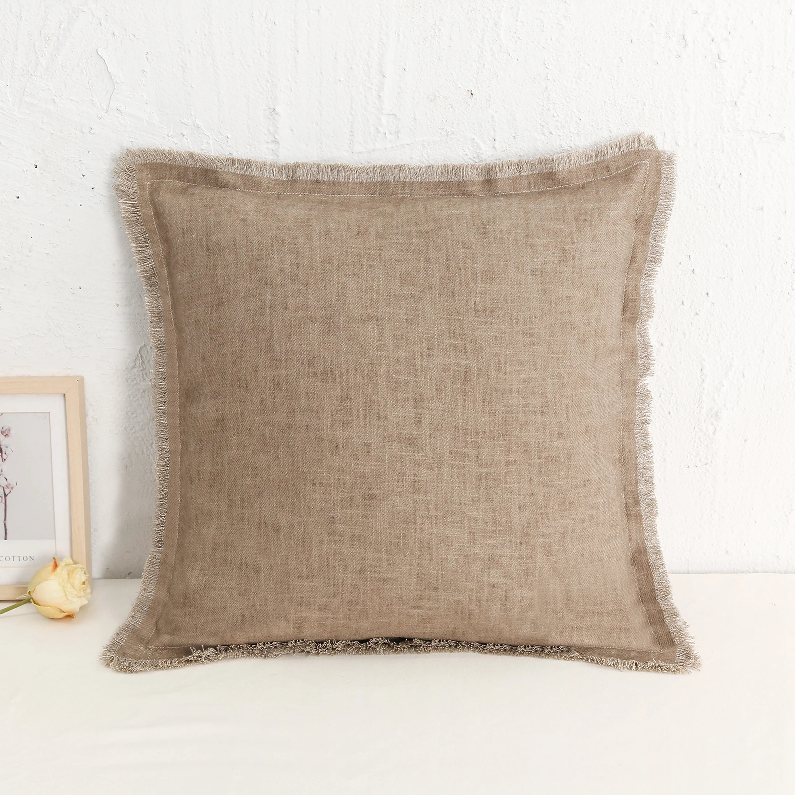 Наволочки из искусственного льна с кисточками, однотонные, декоративные наволочки в стиле бохо, потертый шик, 45x45 см, 30x50 см