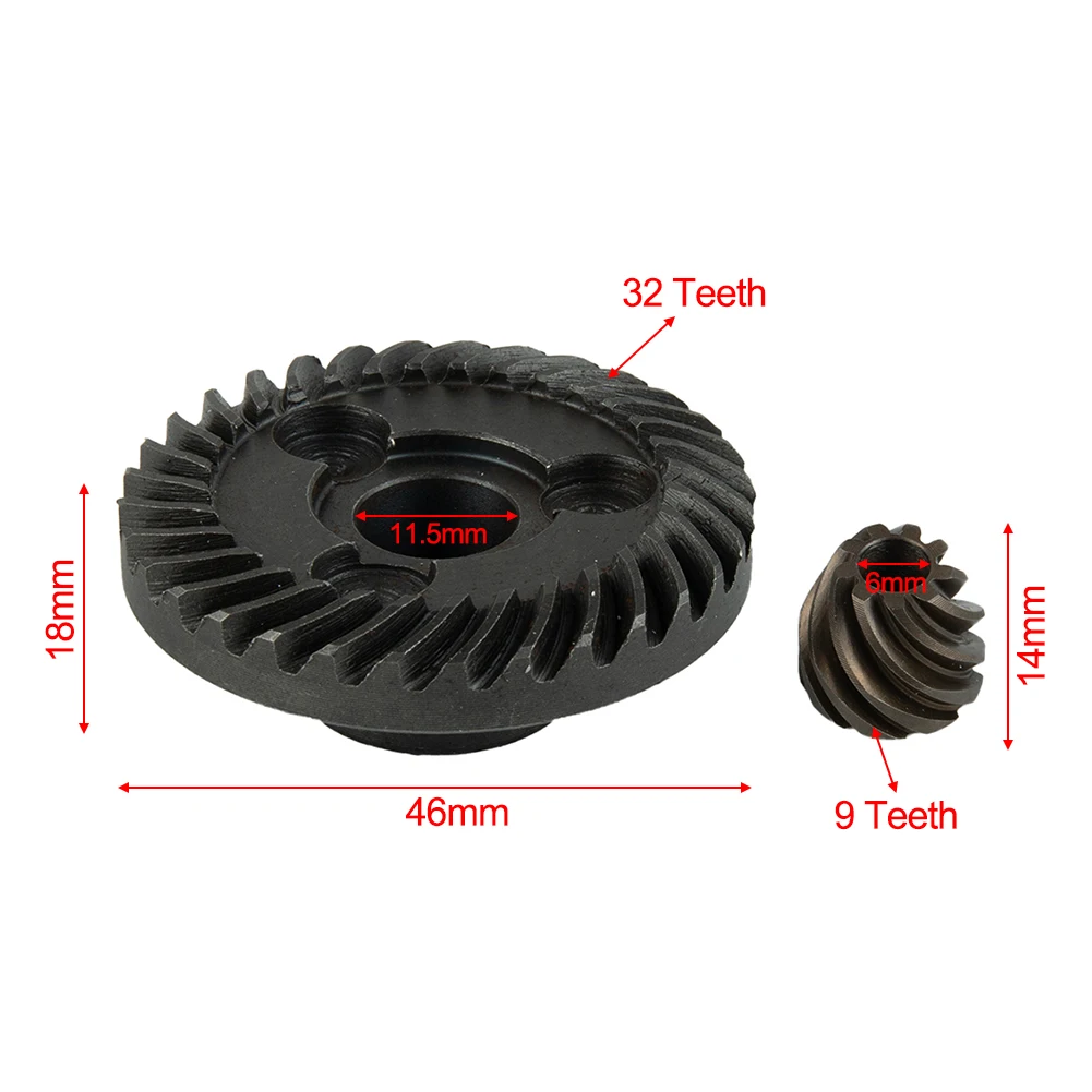 Spiral Bevel Gear Angle Grinder Gear 11.6mm 2Pcs Set 45.7mm Helical Teeth Straight Teeth For GWS6-100 High Quality
Spiral Bevel Gear Angle Grinder Gear 11.6mm 2Pcs Set 45.7mm Helical Teeth Straight Teeth For GWS6-100 High Quality