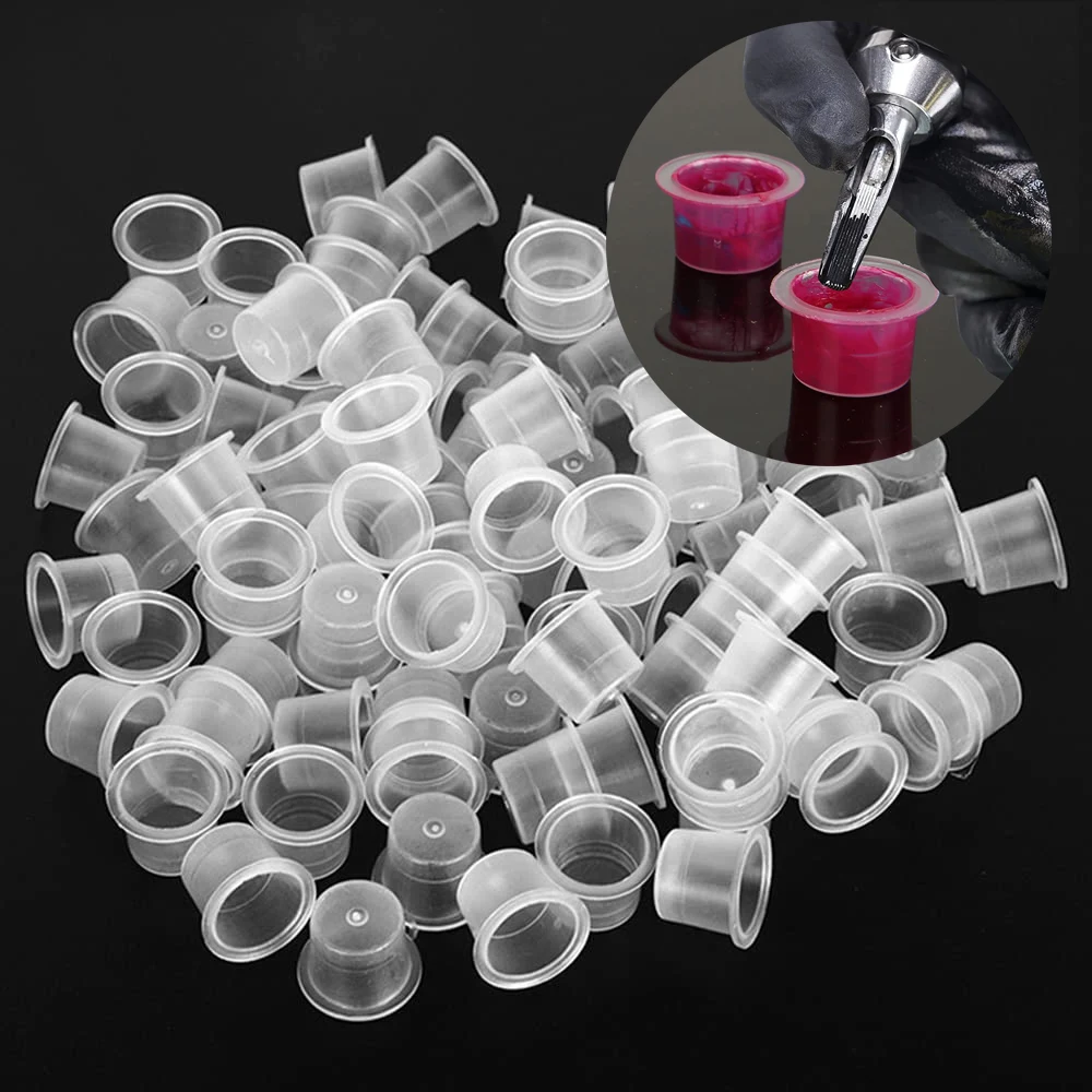 

500pcs Plastic Disposable Tattoo Ink Cups S/M/L Microblading Permanent Makeup Pigment Clear Holder Container Caps Tattoo Supply