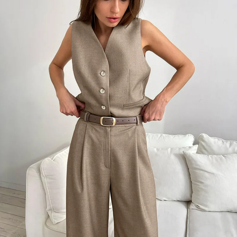 Spring Pants Sets Vest Suit for Women Commute Fashion Gray V-neck Straight Trousers Two-piece Sleeveless Tops Casual Office Wear
Spring Pants Sets Vest Suit for Women Commute Fashion Gray V-neck Straight Trousers Two-piece Sleeveless Tops Casual Office Wear