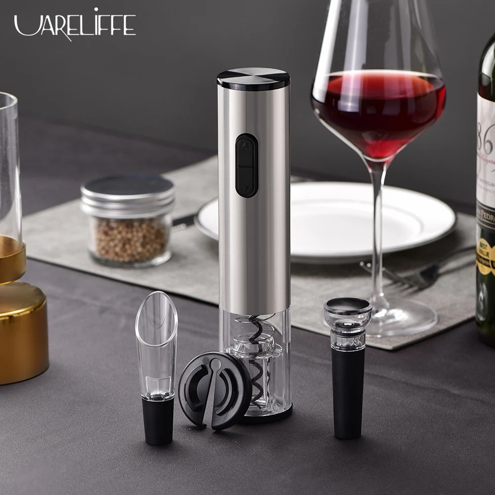 Uareliffe Rechargeable Corkscrew With LED Light 4 In 1 Wine Opener Vacuum Stopper Wine Pourer Foil Cutter Kit Kitchen Bar Tools
Uareliffe Rechargeable Corkscrew With LED Light 4 In 1 Wine Opener Vacuum Stopper Wine Pourer Foil Cutter Kit Kitchen Bar Tools