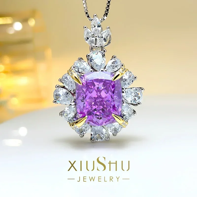 Desire Heavy Industry Colorful Diamond Necklace Amethyst Yellow 925 Silver Advanced Treasure Pendant 
Desire Heavy Industry Colorful Diamond Necklace Amethyst Yellow 925 Silver Advanced Treasure Pendant