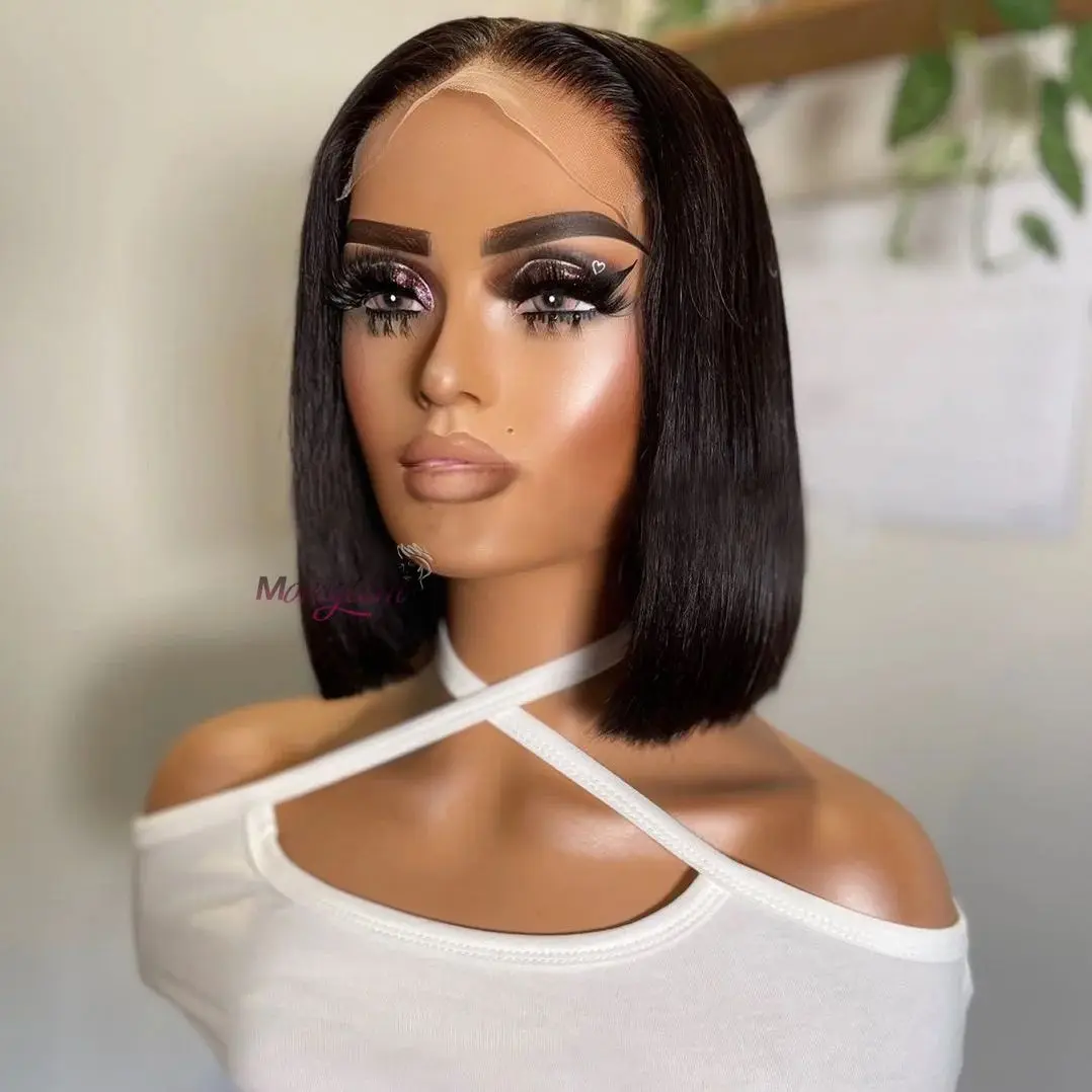 

Glueless Wig Straight Bob Wig Lace 4x4 Lace Closure wigs Glueless Preplucked Human Wigs Human Hair Pre Cut Wigs Easy to Wear