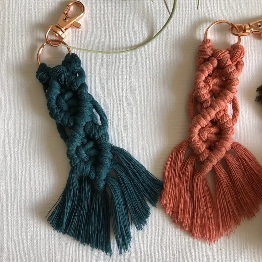 Boho Tassel Keychain - Hand-Woven Macrame with Vintage Metal Charm 9
