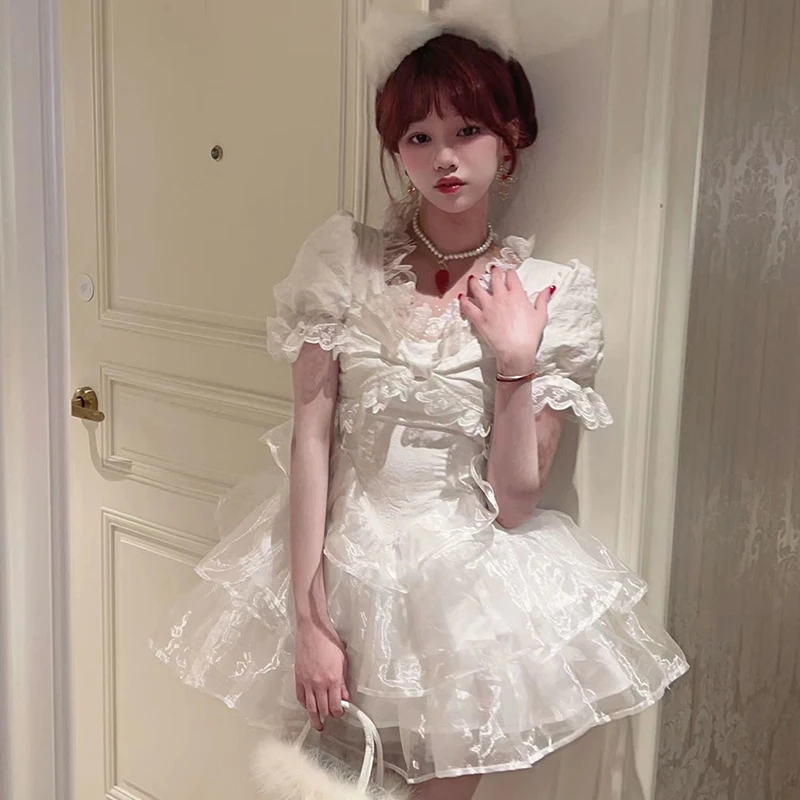 Lolita White Dress Goth Aesthetic Puff Sleeve High Waist Vintage Bandage Lace Trim Party Gothic Clothes Summer Dress Woman 2023
Lolita White Dress Goth Aesthetic Puff Sleeve High Waist Vintage Bandage Lace Trim Party Gothic Clothes Summer Dress Woman 2023