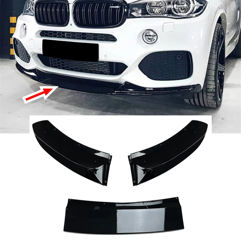 

Glossy Black Front Bumper Lower Chin Lip Spoiler Canards Diffuser Kit Splitter Protector For BMW X5 F15 M 2014 - 2018 Sport MP