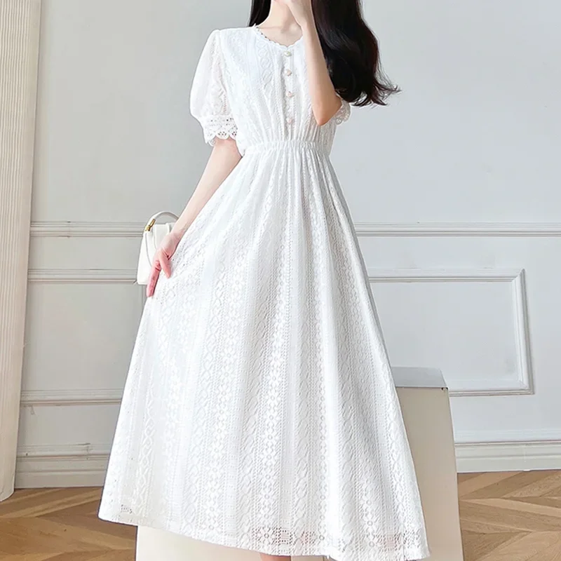 New Fashoin Summer Fairy Lace White Dress for Women Elegant Floral Short Sleeve Party Dresses V Neck Bead Long Dress Robe 25537
New Fashoin Summer Fairy Lace White Dress for Women Elegant Floral Short Sleeve Party Dresses V Neck Bead Long Dress Robe 25537