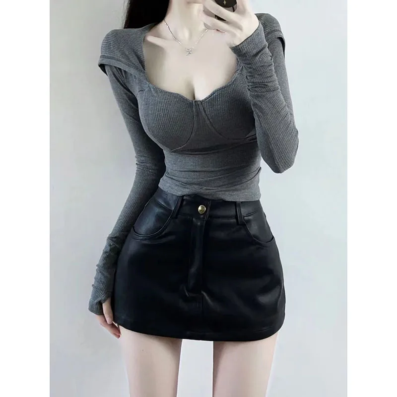 2023 Spring Autumn New style Two Piece Set Women's Long Sleeved Hooded LongSleeved Short Top+High waisted A-line PU leatherShor
2023 Spring Autumn New style Two Piece Set Women's Long Sleeved Hooded LongSleeved Short Top+High waisted A-line PU leatherShor