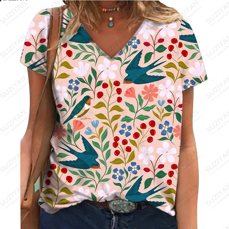 Summer New Short Sleeve V-Neck Women's T-shirt 3D Printed Elegant Temperament Women's Top Street Leisure Breathable Large Top
Summer New Short Sleeve V-Neck Women's T-shirt 3D Printed Elegant Temperament Women's Top Street Leisure Breathable Large Top