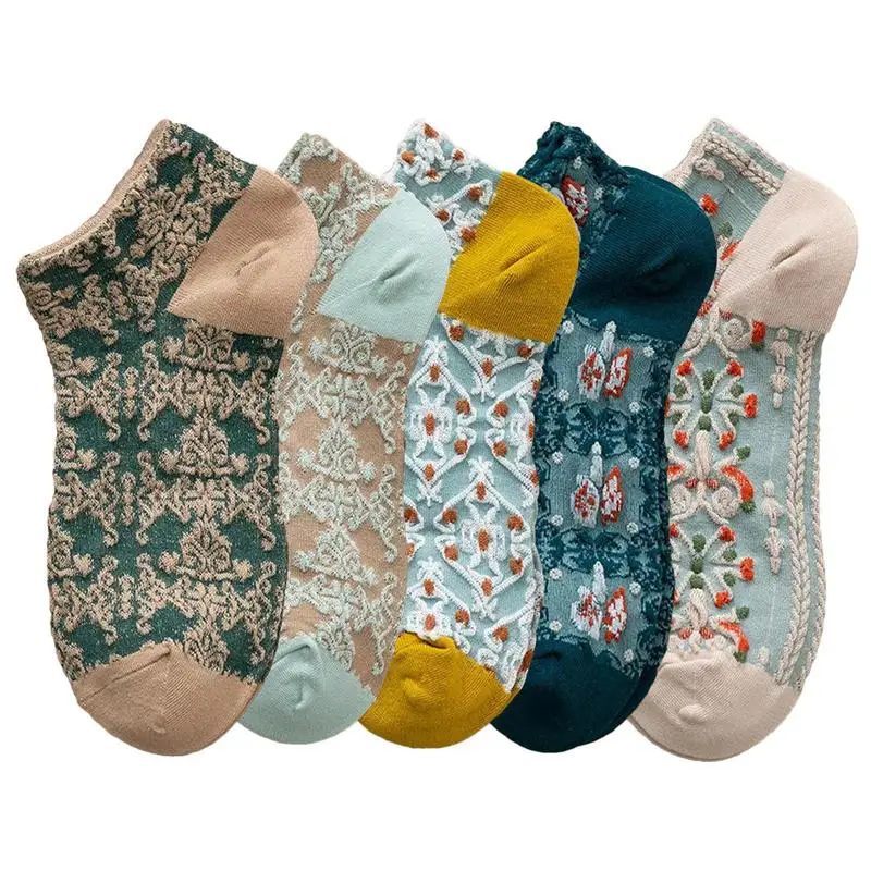 Vintage Crew Socks Floral Thermal Thick Socks 5 Pair Winter Thermal Embroidered Socks For Women Ethnic Floral Cotton Floor Socks
Vintage Crew Socks Floral Thermal Thick Socks 5 Pair Winter Thermal Embroidered Socks For Women Ethnic Floral Cotton Floor Socks
