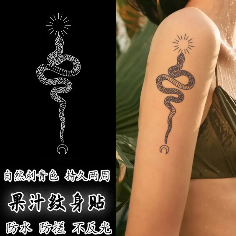 

Татуировки с травами, соком, луной, змеей, водостойкие Временные татуировки для женщин, сексуальные банты, искусственные татуировки, наклейки, стойкие художественные татуировки на руку