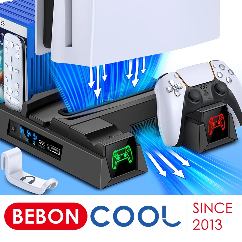 

BEBONCOOL Cooling Fan Stand For PS5 Controller Charger Charging Station for Playstation 5 Console Controllers gamepad