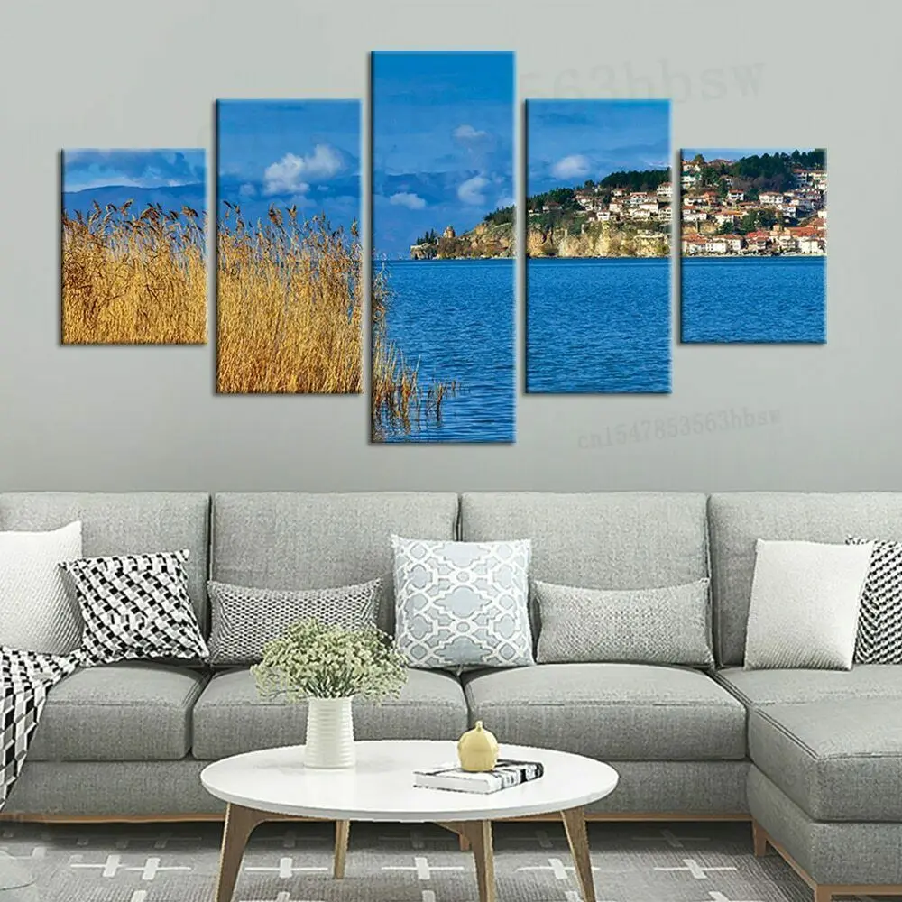 

5 Panel Seaside Ocean Landscape Canvas Picture Wall Art HD Print Decor Poster No Framed 5 Piece Room Decor Paintings