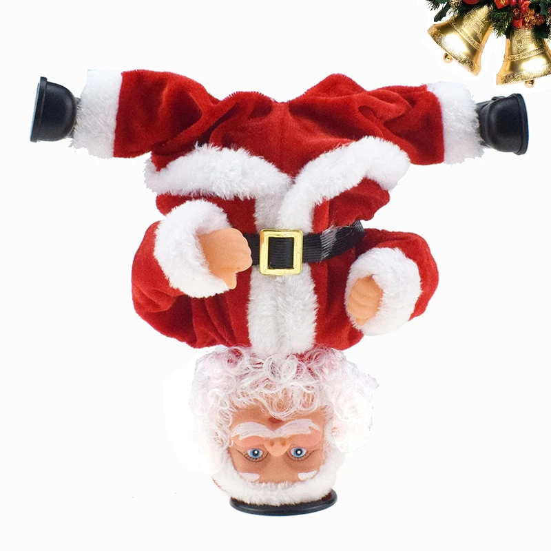 

Electric Plush Toy Santa Claus Doll Funny Christmas Decorations Electric Handstand Street Dancing With Music Swing Ornaments 1PC