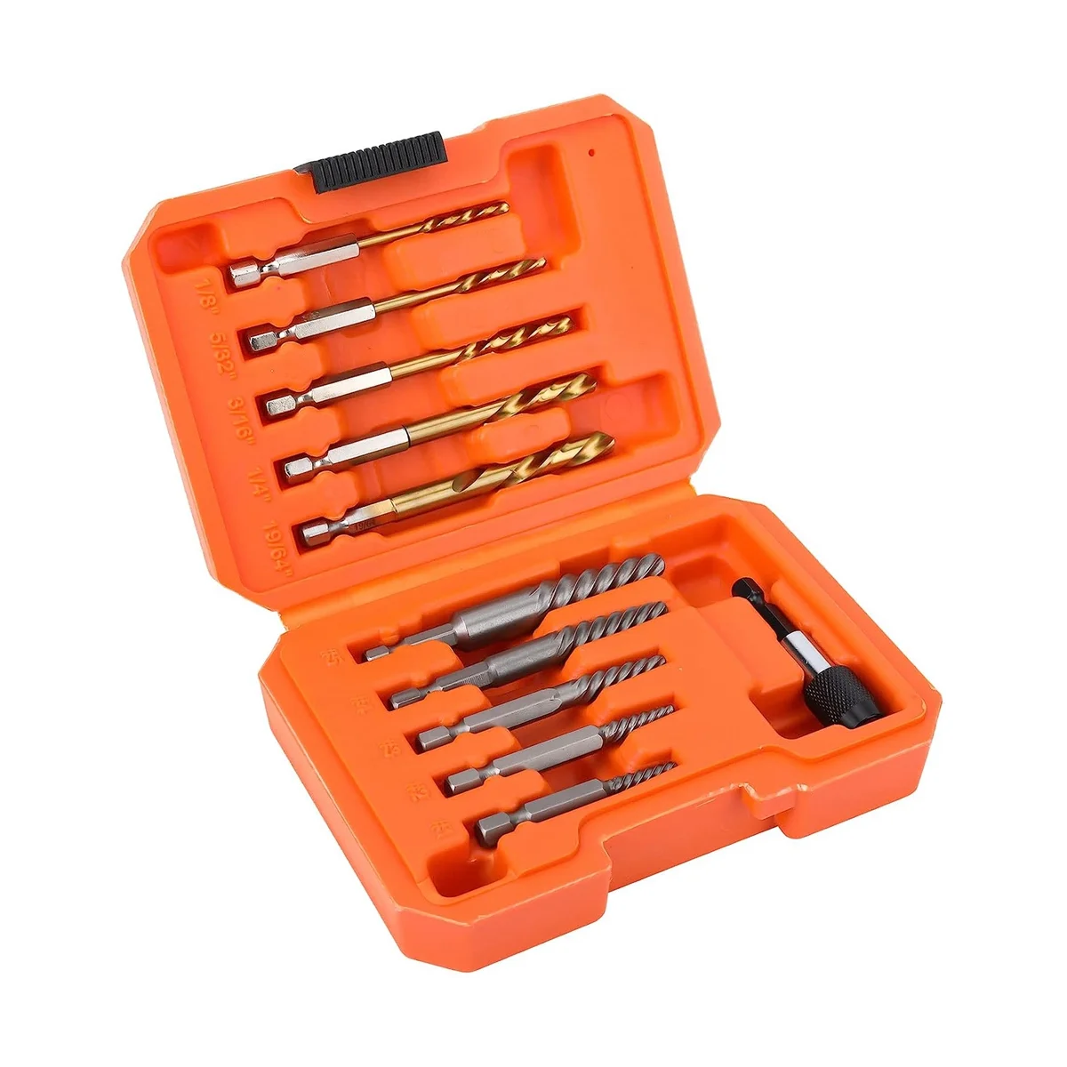 

10-Piece Screw Extractor Set and Universal Drill Bit Holder, Left Hand Drill Bit Set, for Removing Broken Studs, Bolts