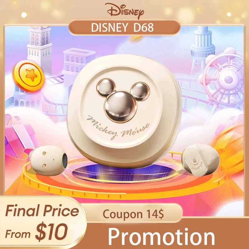 

Disney D68 Mickey Sliding Cover Wireless Bluetooth Earphones Long Endurance Earbuds Noise Reduction HIFI Stereo Sound Headsets