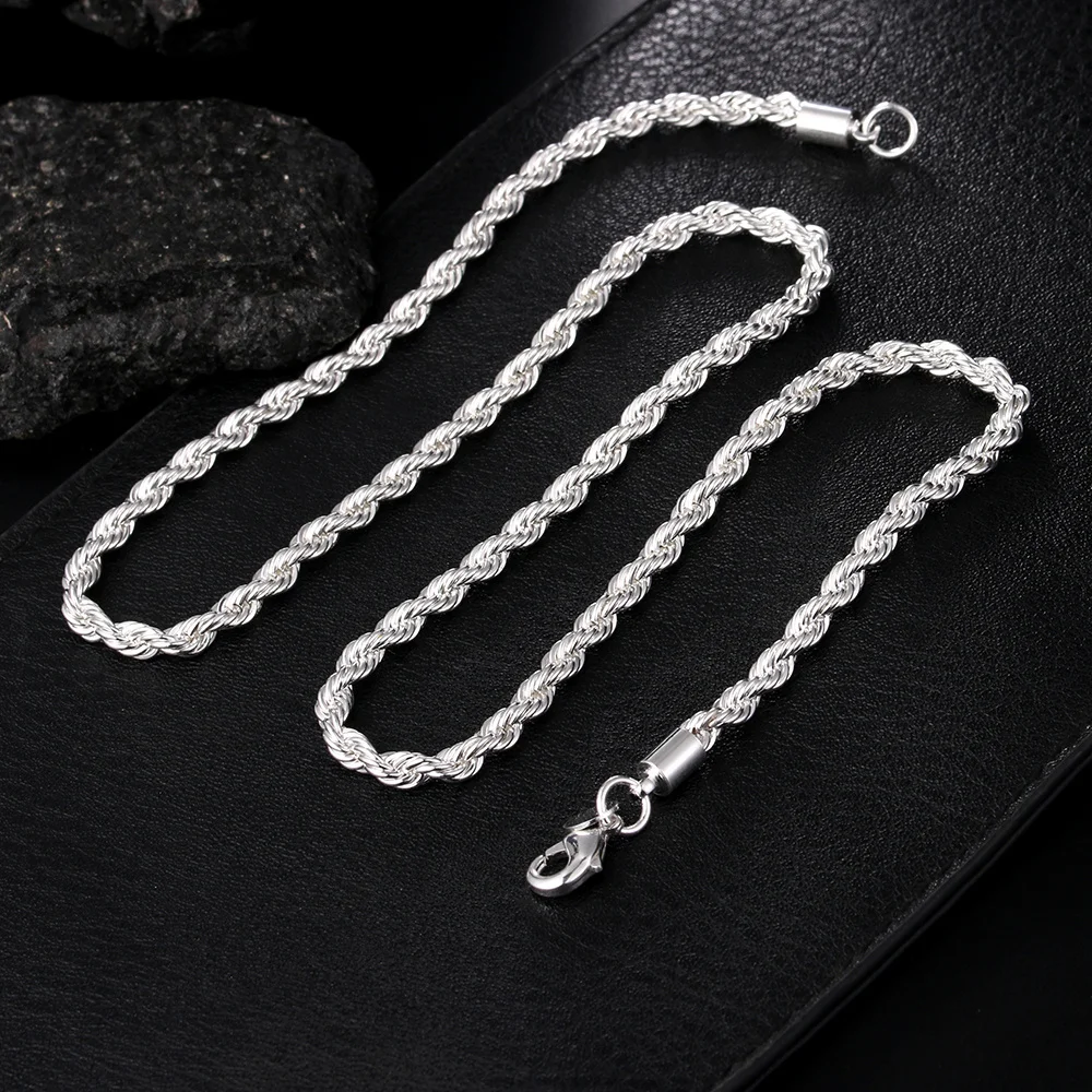 2023 Real S925 Sterling Silver 16/18/20/22/24 Inch 4MM Rope Chain Necklace For Men Women Fashion Jewelry Necklaces Gifts
2023 Real S925 Sterling Silver 16/18/20/22/24 Inch 4MM Rope Chain Necklace For Men Women Fashion Jewelry Necklaces Gifts