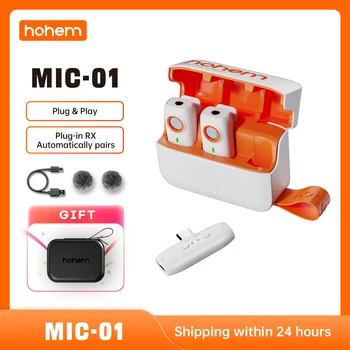 Hohem MIC-01 무선 라발리에 마이크, 소음 차단 녹음, 20 시간 배터리 수명, 아이폰, 안드로이드, 라이브 스트리밍용 상품 이미지
