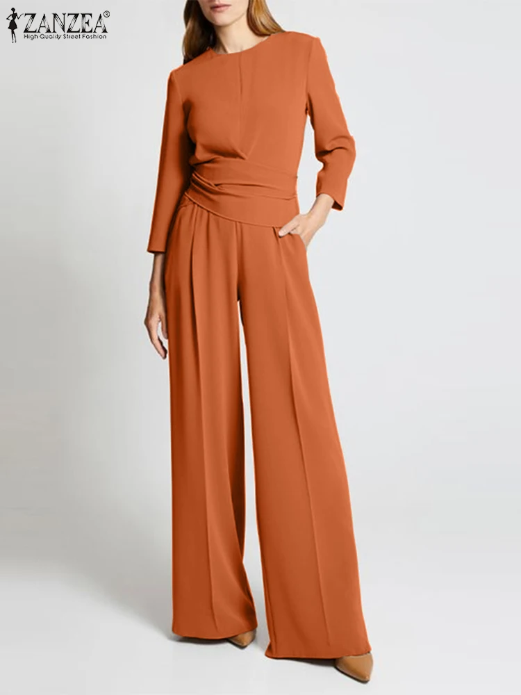 ZANZEA Woman Fashion OL Suit Long Sleeve Blouse Loose Trousers Vintage Urban Tracksuits Casual Solid Color Matching Sets 2024
ZANZEA Woman Fashion OL Suit Long Sleeve Blouse Loose Trousers Vintage Urban Tracksuits Casual Solid Color Matching Sets 2024