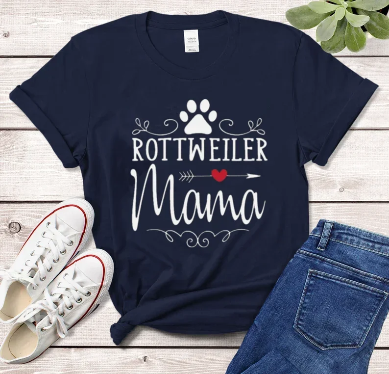 

Rottweiler Mama Shirt Short Sleeve Tees Fashion 100% Cotton O Neck Female Clothing Plus Size Casual Streetwear Drop shipping