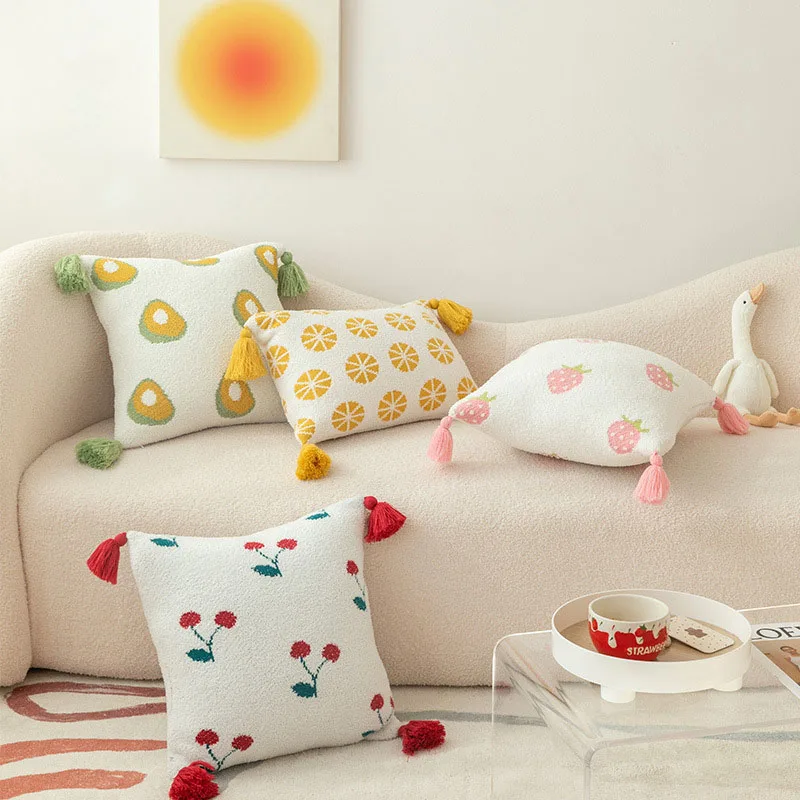 

Fruit Print Throw Cushions 40*40cm Tassel Pillow For Sofa Car Pillow Cover Pillow Case Chair Cushion 30*50cm Decoration
