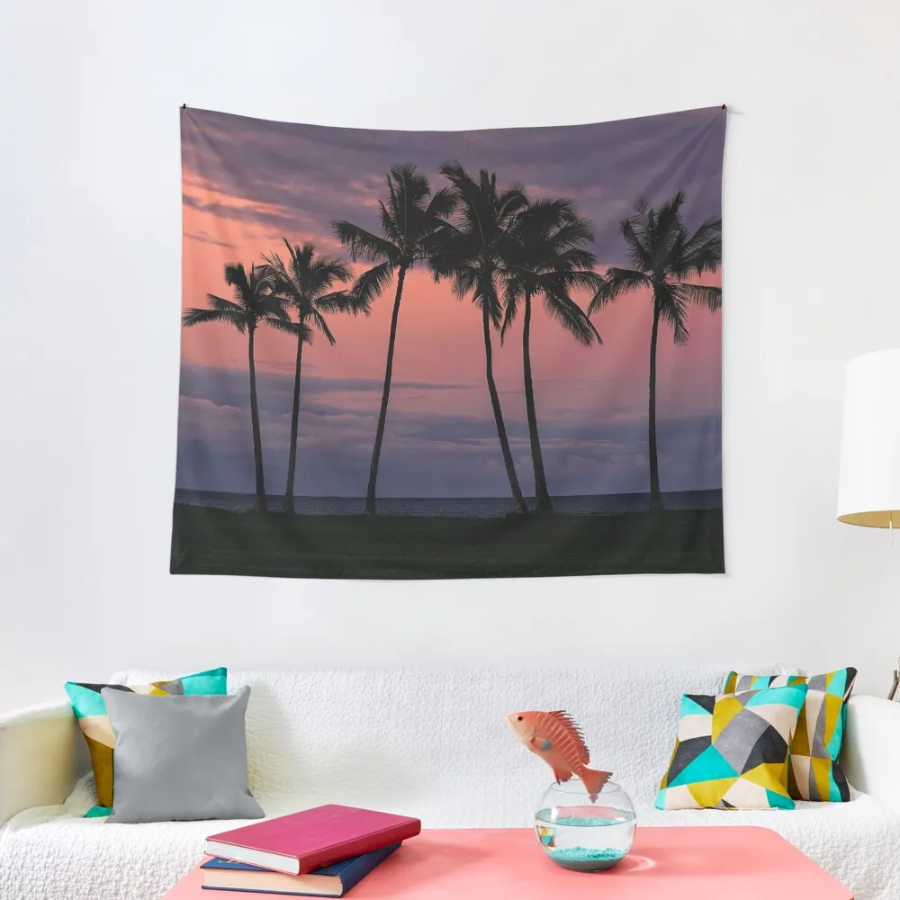 

Pink and Purple Palm Tree Sunset Print Tapestry Home Decoration Accessories Wall Art