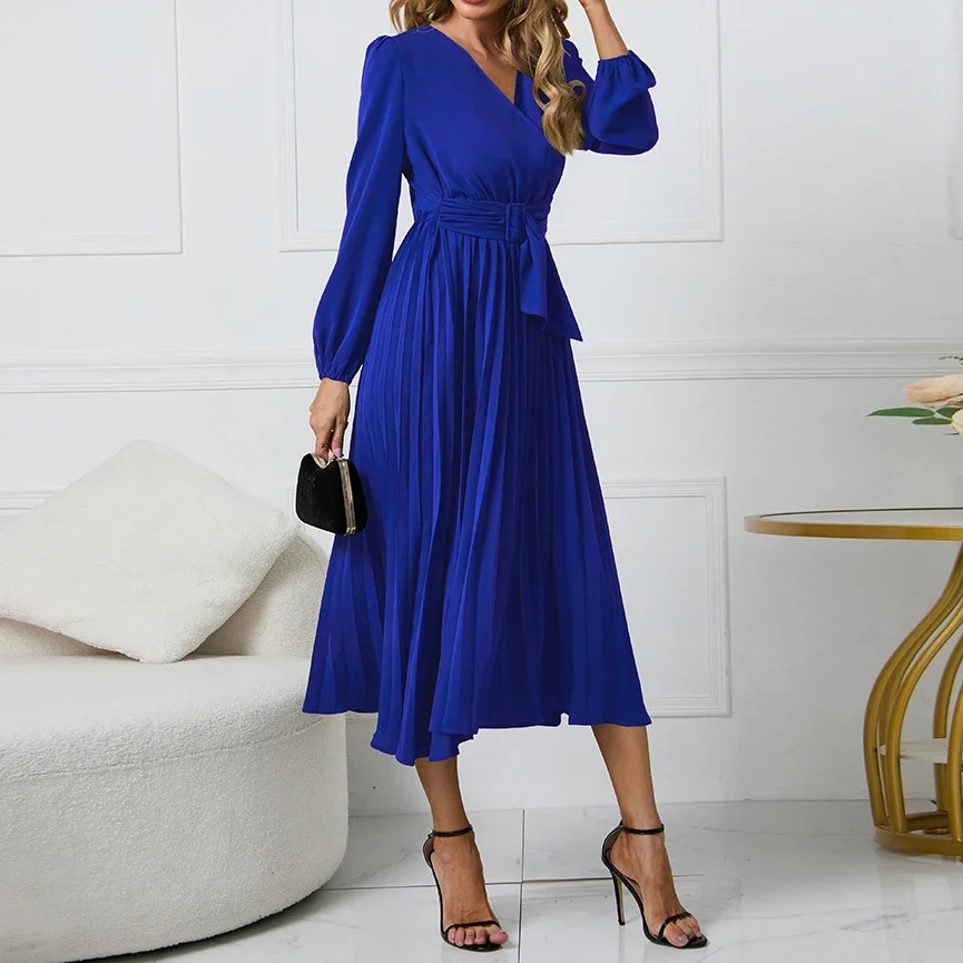 2024 Spring/Summer Fashion Women's Dress Casual Elegant Lantern Sleeves New Long Sleeved Slim Fit Belt V-neck A-line Dress
2024 Spring/Summer Fashion Women's Dress Casual Elegant Lantern Sleeves New Long Sleeved Slim Fit Belt V-neck A-line Dress