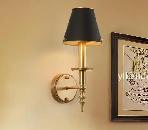 

Настенная лампа из меди, медный абажур для гостиной, кабинета, спальни, бара, Простой декоративный светильник в стиле постмодерн для отеля, виллы