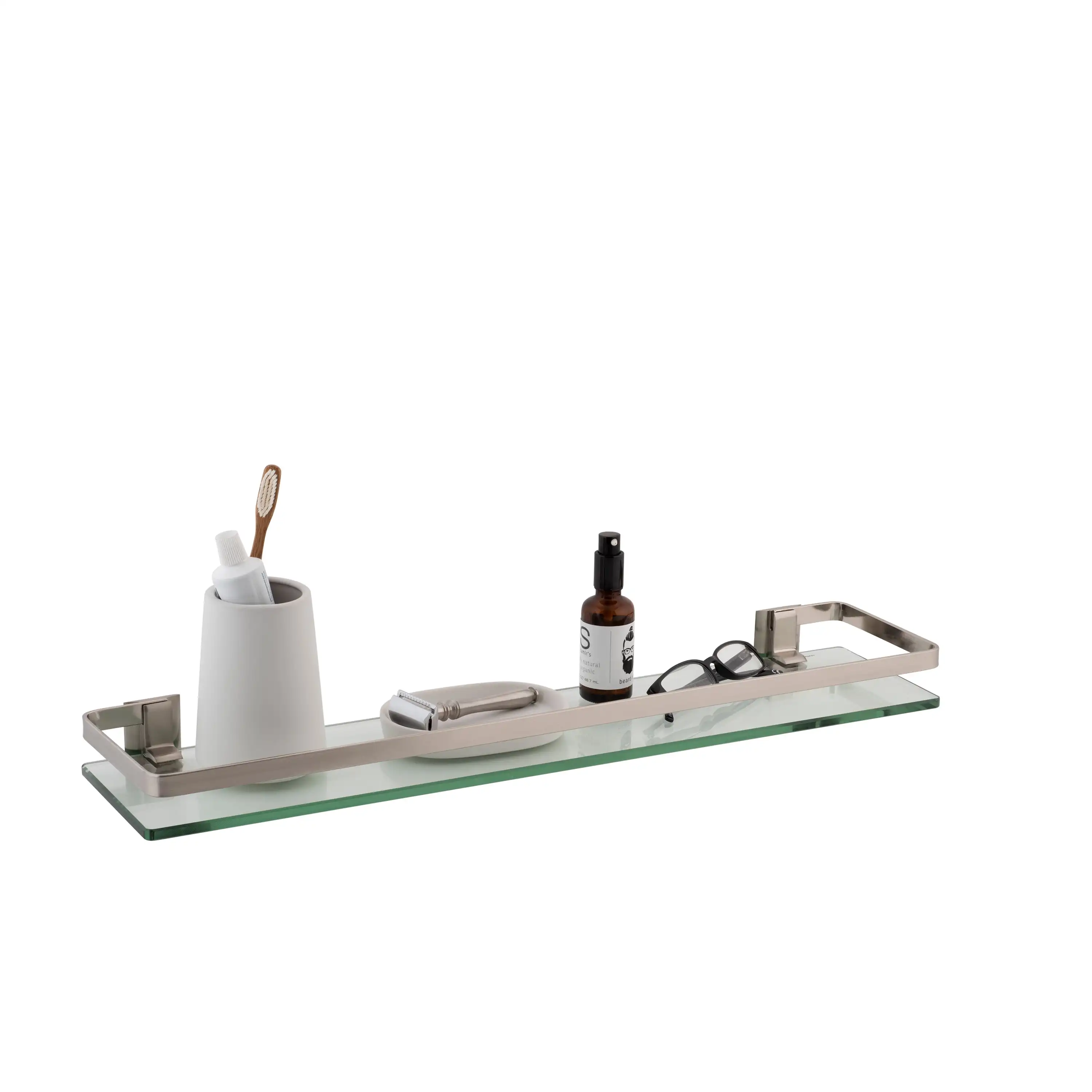 

Organize It All Decorative Glass Bathroom Shelf with Nickel Rail