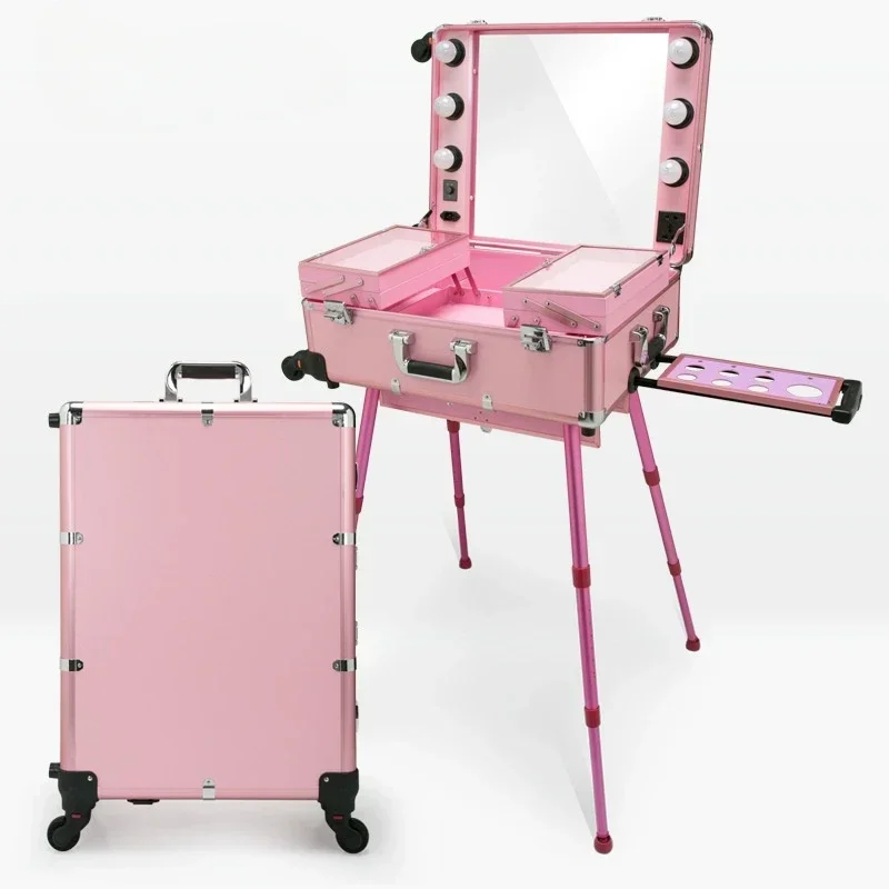 

Trolley cosmetic case Rolling luggage Makeup Toolbox,Detachable Foldable Beauty Box dressing table suitcase bag Professional