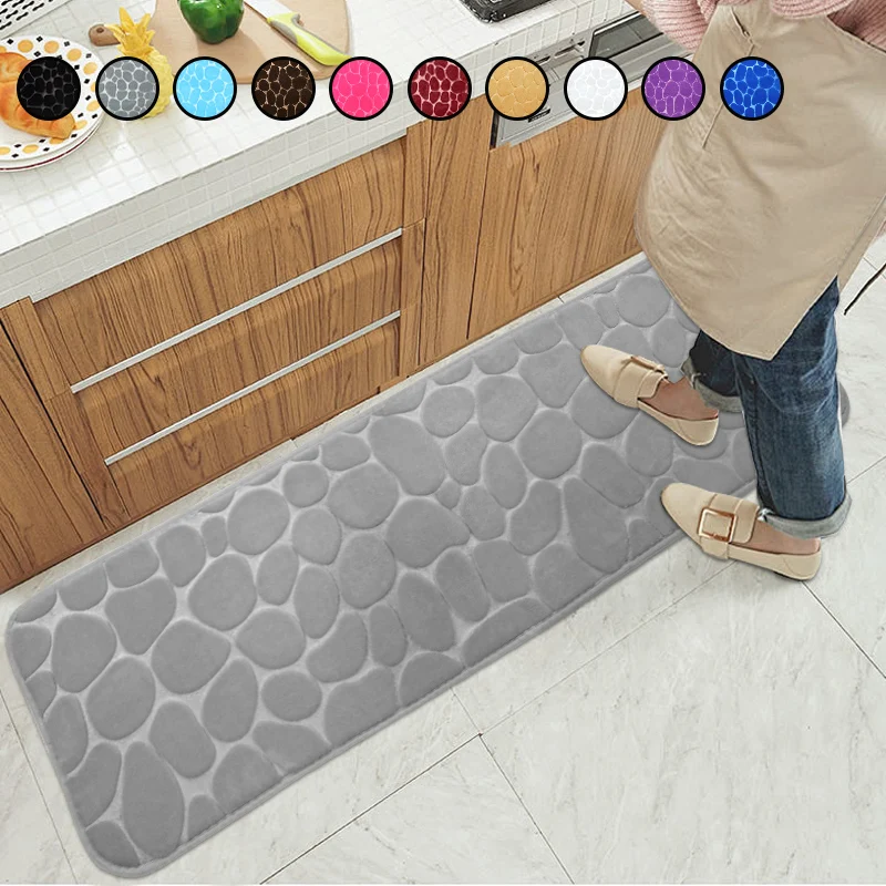 

1pc Oversized Luxury Cobblestone kitchen mat Quickly Absorbent Anti Slip Bath Rug Washable Soft Hallways Carpet